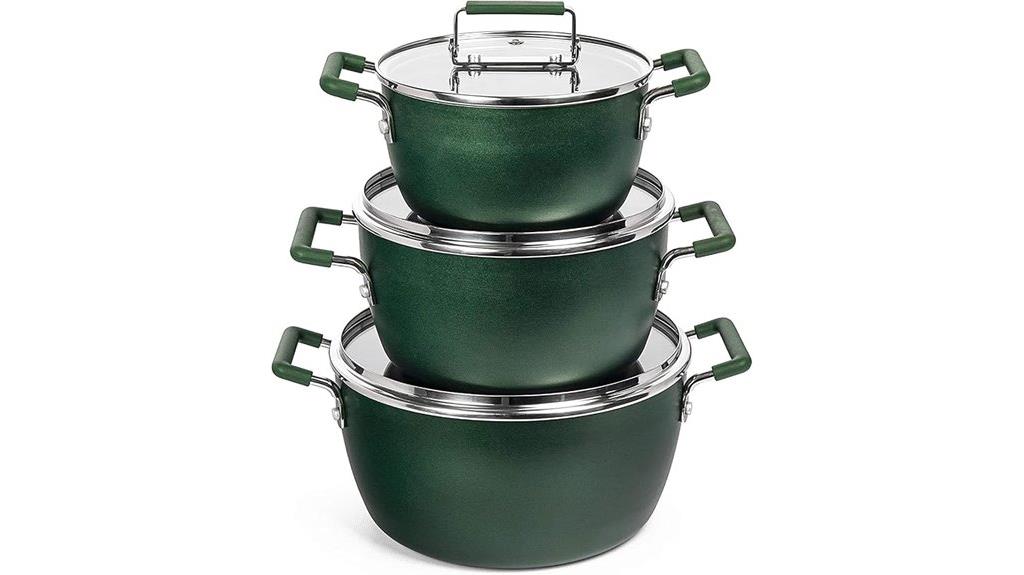 green nonstick cookware set