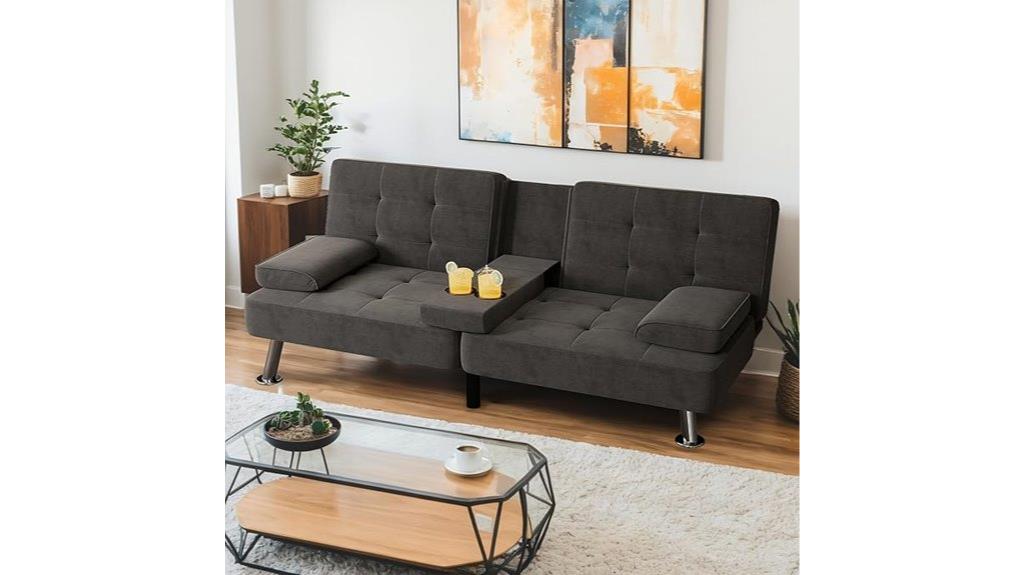 modern linen convertible futon