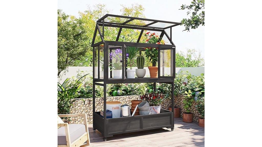 portable black greenhouse wheels