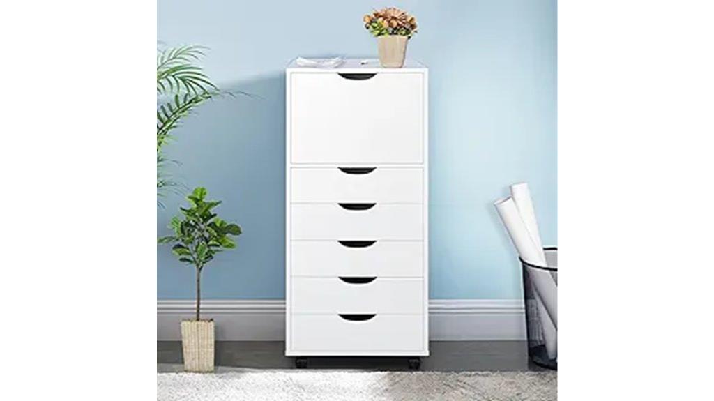 rolling 6 drawer office file cabinet