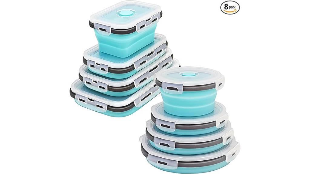 set of eight collapsible containers