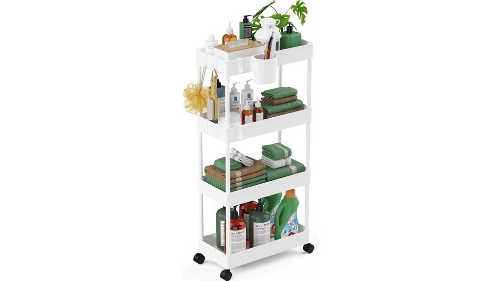slim 4 tier rolling cart