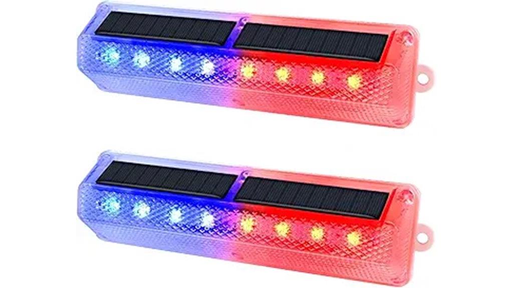 solar red blue flashing light