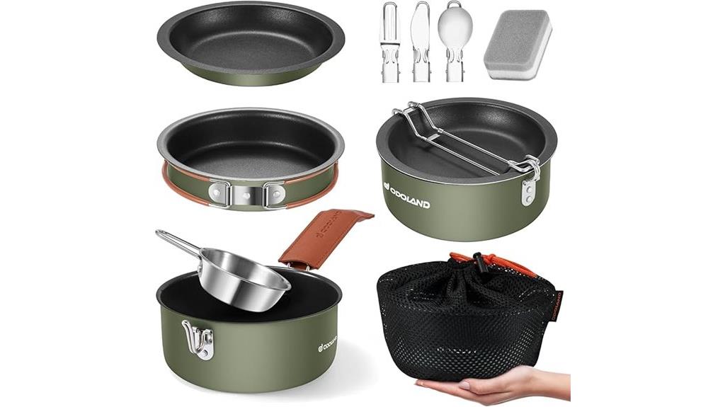 ten piece camping cookware set