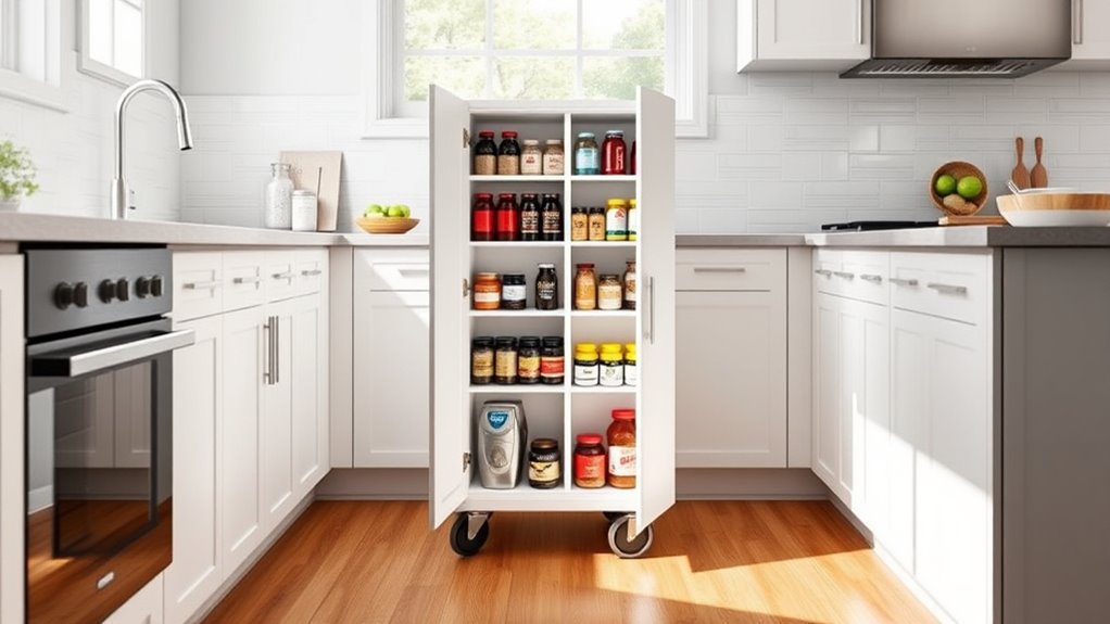 top narrow pantry cabinets