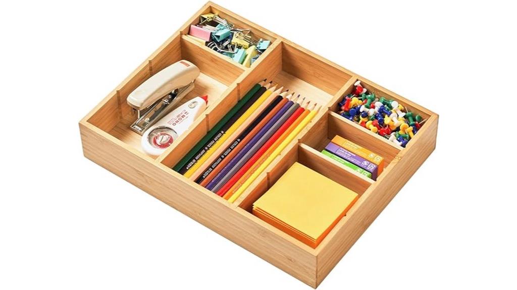 bamboo adjustable desk organizer