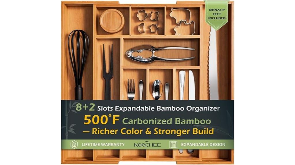 bamboo expandable drawer organizer