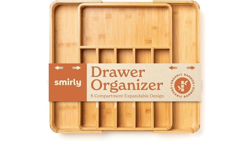 bamboo silverware drawer organizer