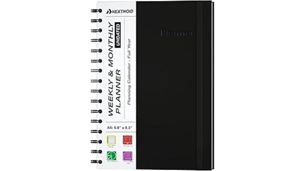 black a5 weekly planner