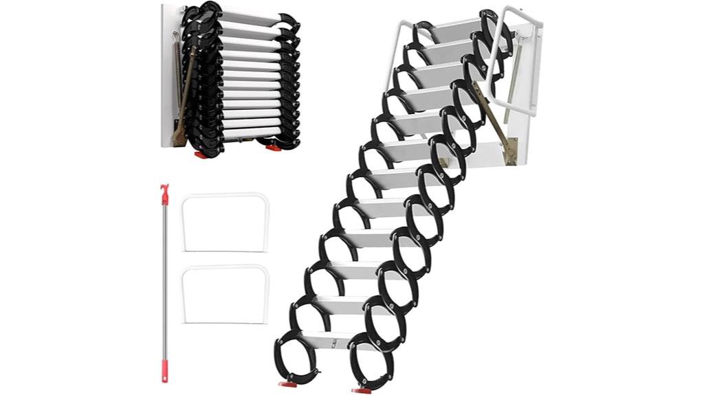 black and white aluminum ladder