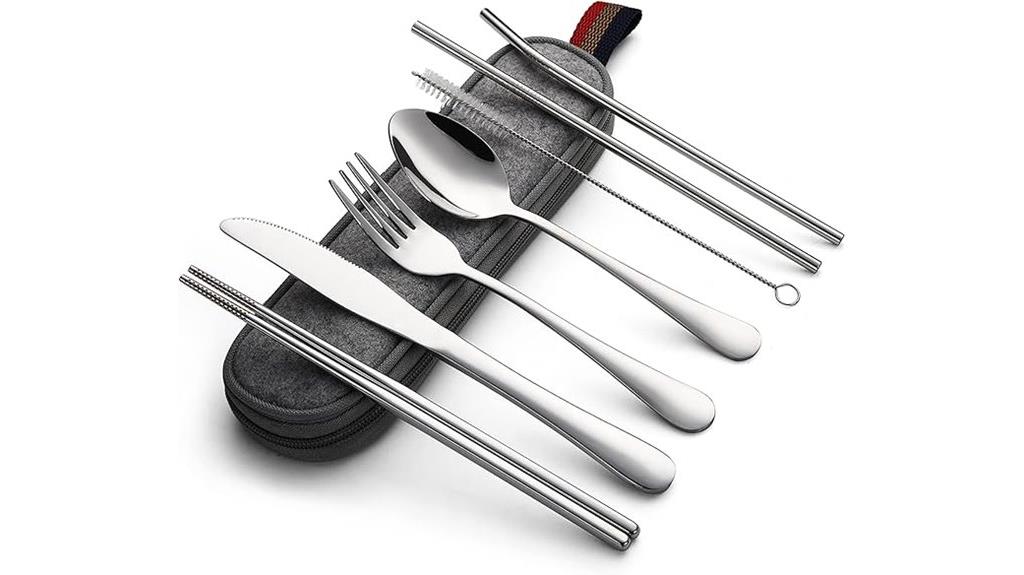 compact stainless steel camping utensils
