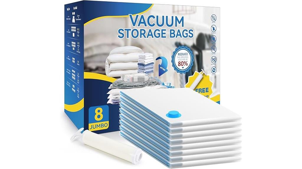 eight jumbo storage bags
