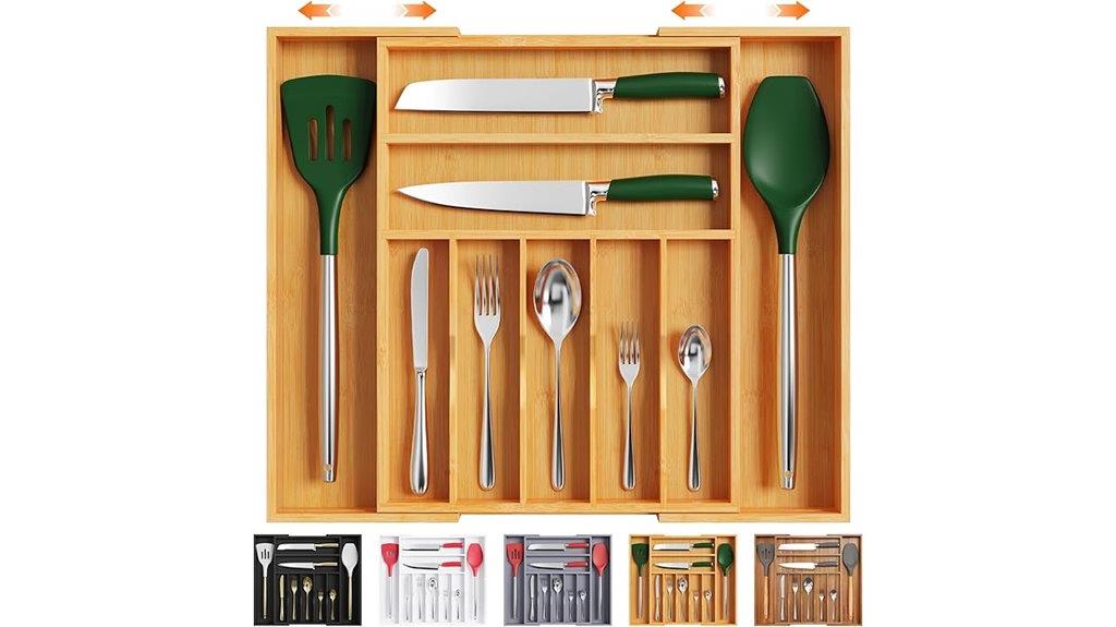 large bamboo silverware organizer