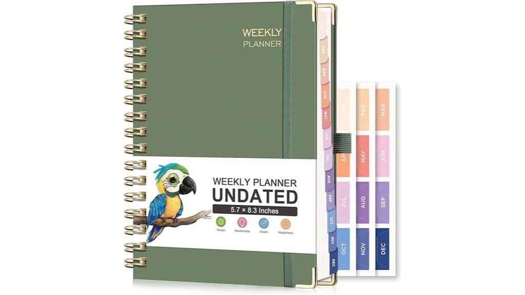 light green undated planner