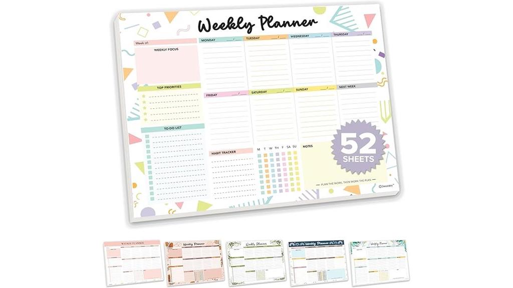 pastel weekly to do notebook