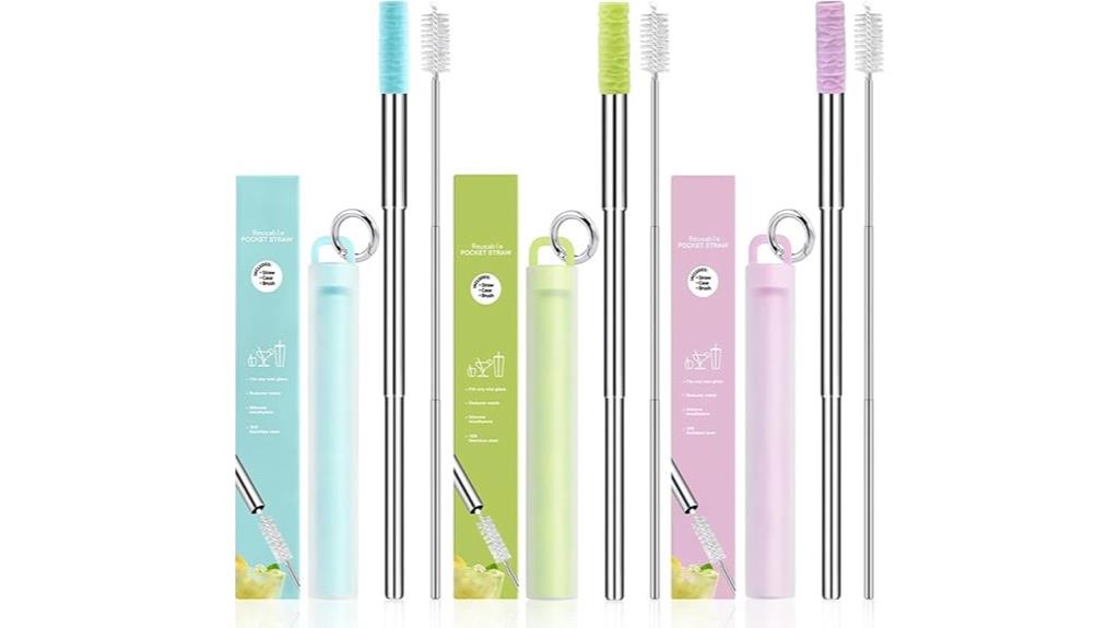 reusable metal straw set