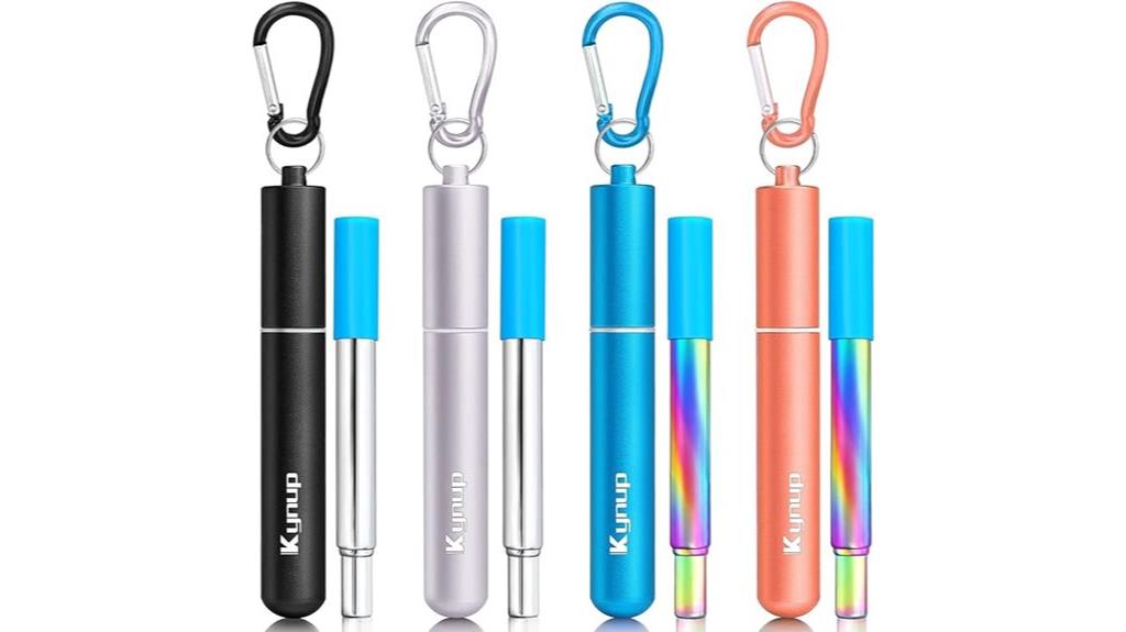 reusable metallic straw pack