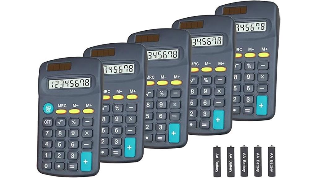 set of five black calculators