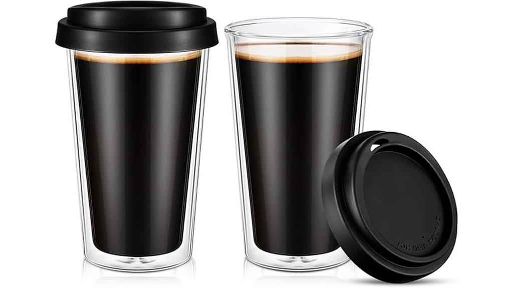 two glass coffee mugs