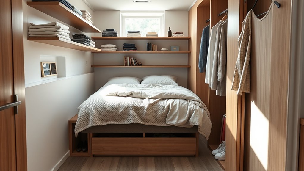 efficient tiny bedroom organization