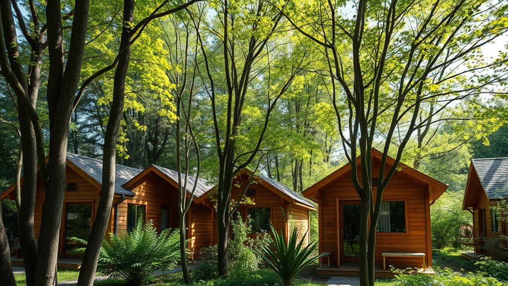 tree shaded tiny home privacy