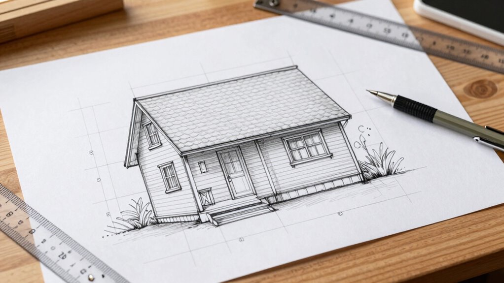 sketching tiny house elevations