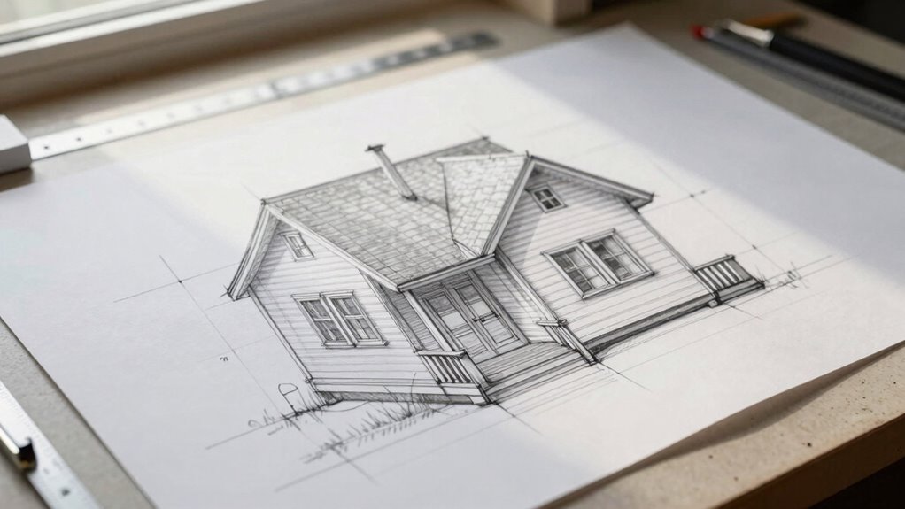tiny house elevation sketching