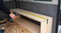 Storage bench build in a van