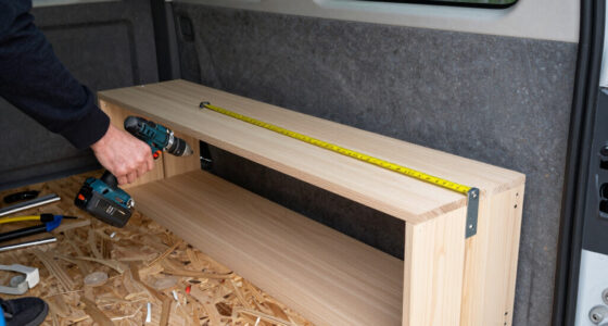 Storage bench build in a van