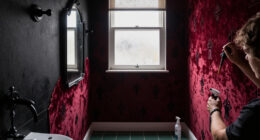 A Tiny Bathroom Went From Grimy To Cozy After A "Gothic-Aquatic" Redo