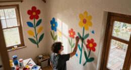 Her Sister Painted Flowers On Her Hallway Walls — Now It’s A Colorful Escape