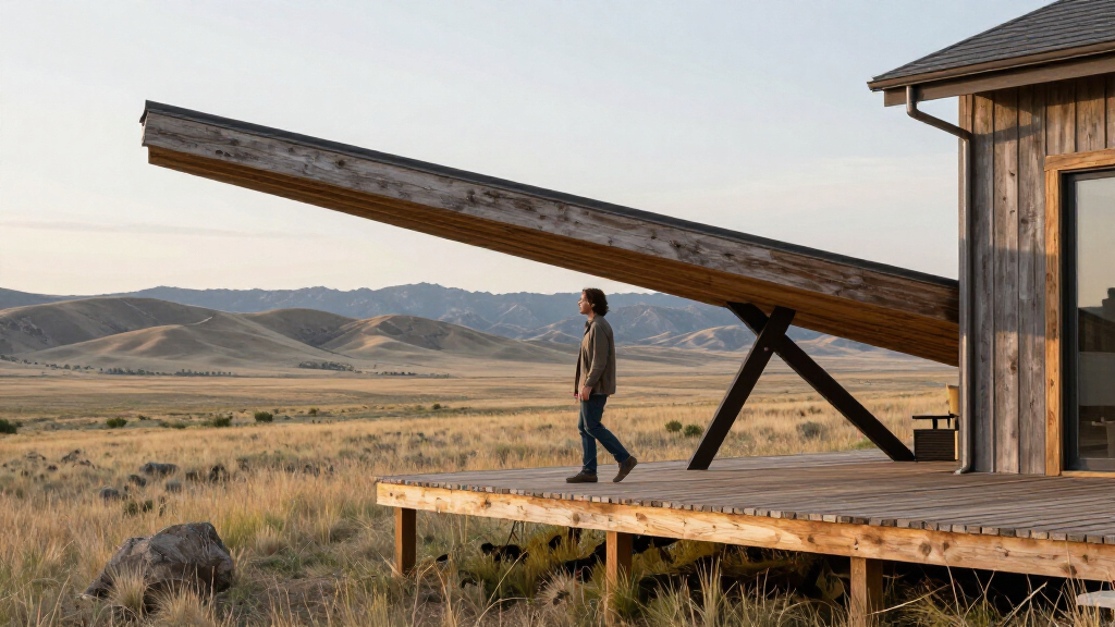 A Boomerang-Shaped Home Cantilevers Over The Wyoming Landscape