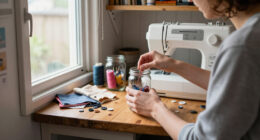 Savvy Upcyclers Transform Old Glass Jars Into A Sewing Kit With An Impressive DIY